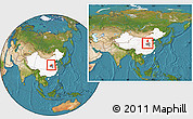 Satellite Location Map of Qinyang, highlighted country, highlighted parent region, within the entire country