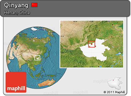 Satellite Location Map of Qinyang, highlighted parent region