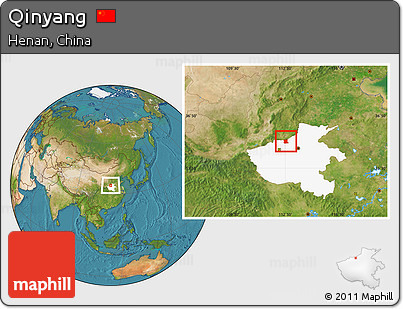 Satellite Location Map of Qinyang, highlighted parent region