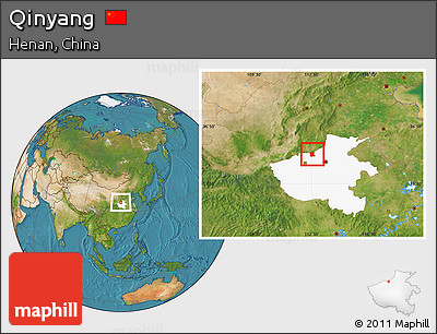 Satellite Location Map of Qinyang, highlighted parent region