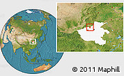 Satellite Location Map of Qinyang, highlighted parent region
