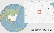 Savanna Style Location Map of Qinyang, highlighted country, hill shading