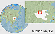 Savanna Style Location Map of Qinyang, highlighted parent region, hill shading