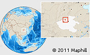Shaded Relief Location Map of Qinyang, highlighted parent region