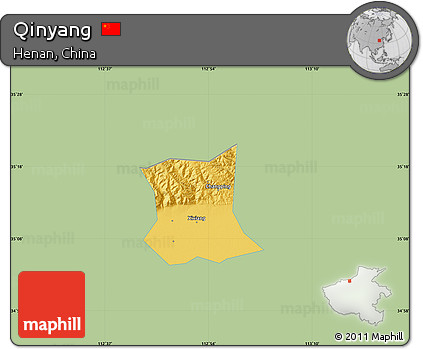 Savanna Style Map of Qinyang, single color outside