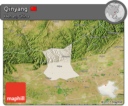 Shaded Relief Map of Qinyang, satellite outside