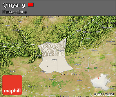 Shaded Relief Map of Qinyang, satellite outside