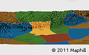 Political Panoramic Map of Qinyang, darken