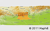 Political Panoramic Map of Qinyang, physical outside