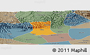 Political Panoramic Map of Qinyang, semi-desaturated