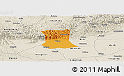 Political Panoramic Map of Qinyang, shaded relief outside