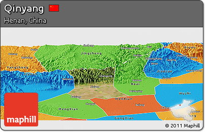 Satellite Panoramic Map of Qinyang, political outside