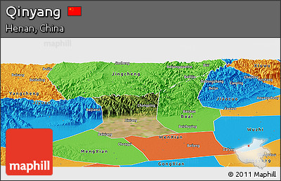Satellite Panoramic Map of Qinyang, political outside