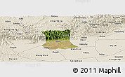 Satellite Panoramic Map of Qinyang, shaded relief outside