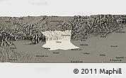 Shaded Relief Panoramic Map of Qinyang, darken