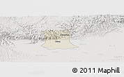 Shaded Relief Panoramic Map of Qinyang, lighten, semi-desaturated