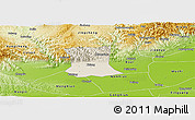 Shaded Relief Panoramic Map of Qinyang, physical outside