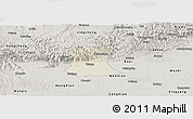 Shaded Relief Panoramic Map of Qinyang, semi-desaturated