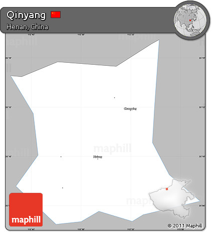 Gray Simple Map of Qinyang, single color outside