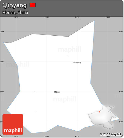 Gray Simple Map of Qinyang, single color outside
