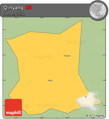 Savanna Style Simple Map of Qinyang, cropped outside