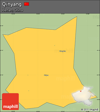 Savanna Style Simple Map of Qinyang, cropped outside