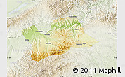 Physical Map of Shan Xian, lighten