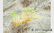Physical Map of Shan Xian, semi-desaturated