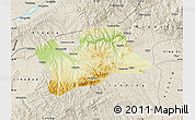 Physical Map of Shan Xian, shaded relief outside