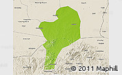 Physical 3D Map of Shangcheng, shaded relief outside
