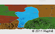 Political Panoramic Map of Shangcheng, darken