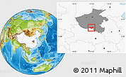 Physical Location Map of Tongbai, highlighted country, highlighted parent region