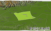Physical 3D Map of Wen Xian, darken