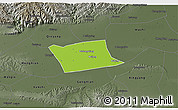 Physical 3D Map of Wen Xian, darken, semi-desaturated