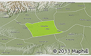 Physical 3D Map of Wen Xian, semi-desaturated