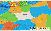Shaded Relief 3D Map of Wen Xian, political outside