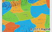 Physical Map of Wen Xian, political outside