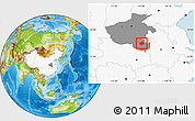 Physical Location Map of Xi Xian, highlighted country, highlighted parent region