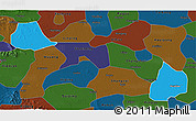 Political 3D Map of Xiangcheng, darken