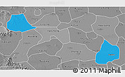 Political 3D Map of Xiangcheng, desaturated