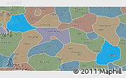 Political 3D Map of Xiangcheng, semi-desaturated
