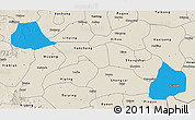 Political 3D Map of Xiangcheng, shaded relief outside