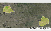 Satellite 3D Map of Xiangcheng, darken, semi-desaturated