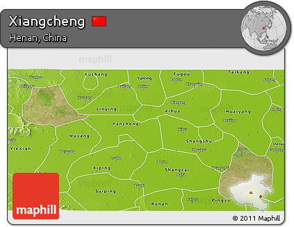 Satellite 3D Map of Xiangcheng, physical outside