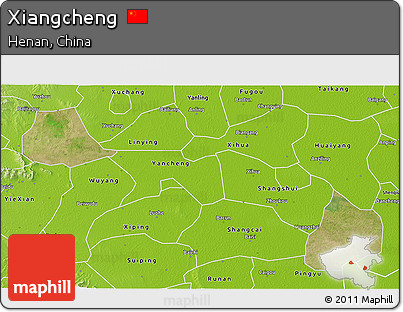 Satellite 3D Map of Xiangcheng, physical outside