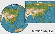 Satellite Location Map of Xiangcheng, within the entire country