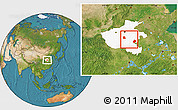 Satellite Location Map of Xiangcheng, highlighted parent region