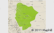 Physical 3D Map of Xinyang, shaded relief outside