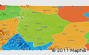 Physical Panoramic Map of Xinyang, political outside