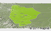 Physical Panoramic Map of Xinyang, semi-desaturated
